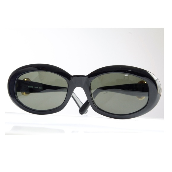 Moschino Sunglasses by Persol Ratti Black Resin with Gold Heart Vintage Rare - Picture 2 of 8